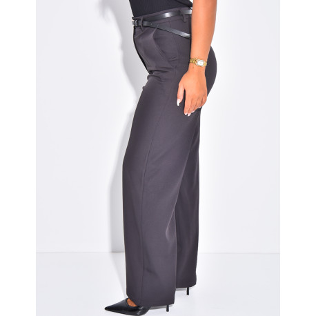 Gerade geschnittene Anzughose mit Gürtel