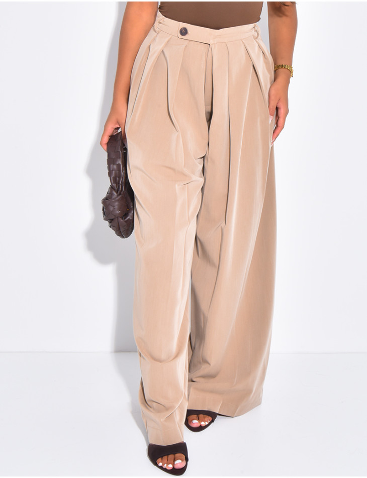 Pantalon de tailleur à pinces effet bouffant
