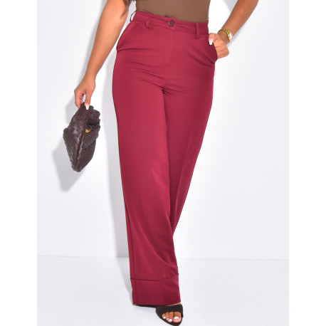 Pantalon de tailleur taille haute à revers