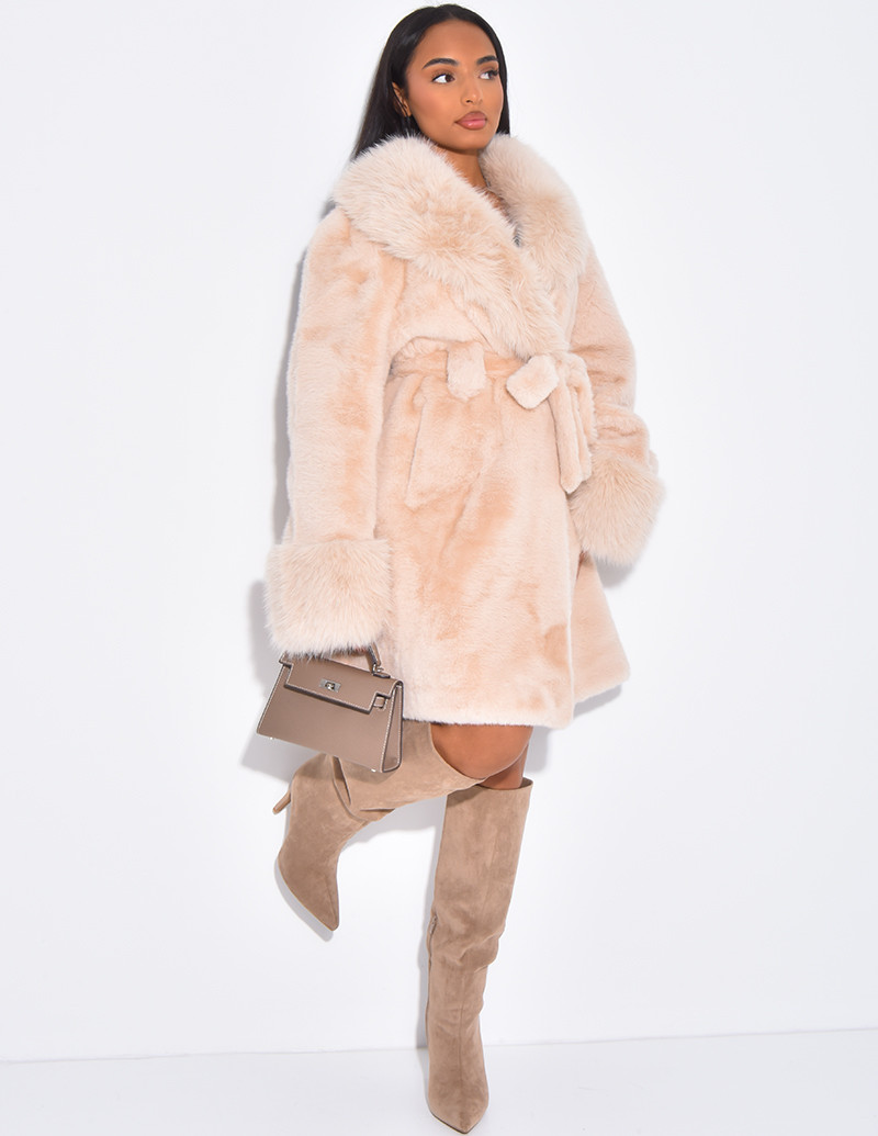 Manteau mi-long en fausse...