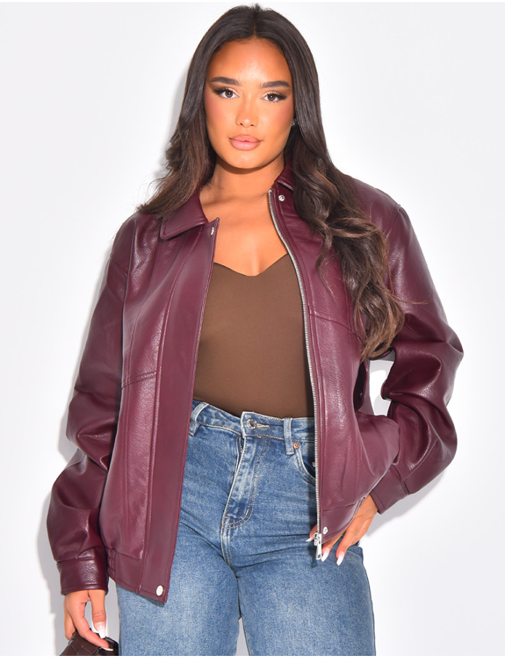 Bombers oversize en similicuir épais
