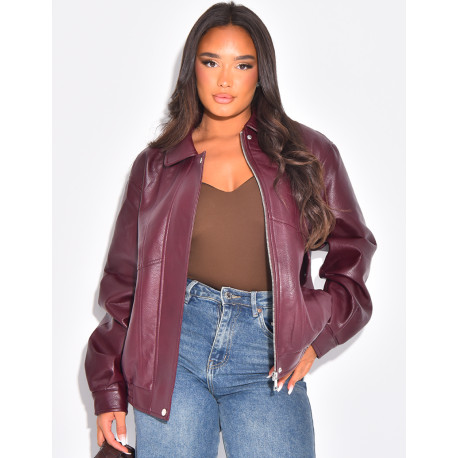 Bombers oversize en similicuir épais
