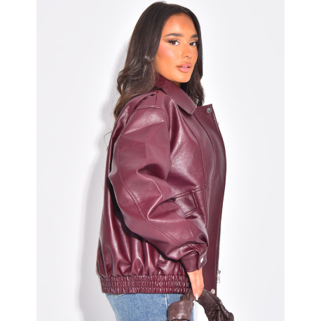 Oversized bomber jackets in thick faux leather