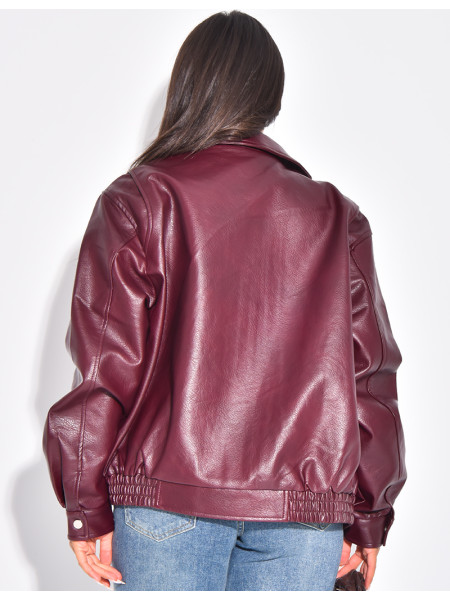 Oversized bomber jackets in thick faux leather
