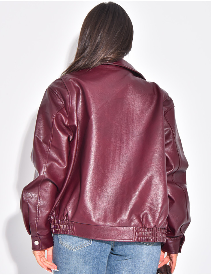 Oversized bomber jackets in thick faux leather