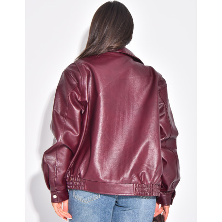 Oversized bomber jackets in thick faux leather