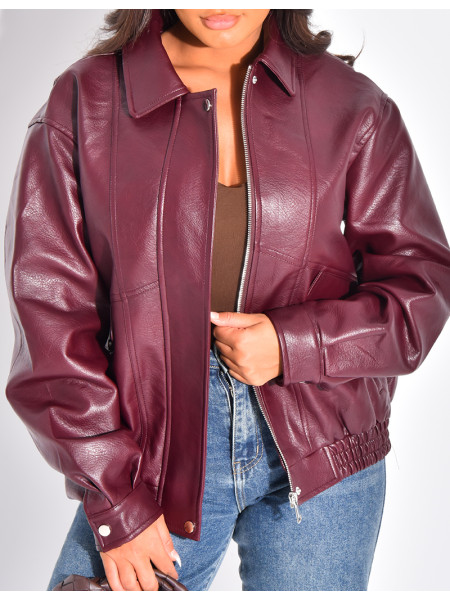 Oversized bomber jackets in thick faux leather