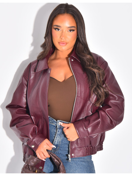 Oversized bomber jackets in thick faux leather