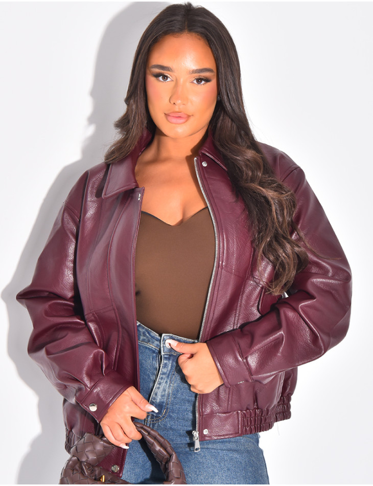 Oversized bomber jackets in thick faux leather