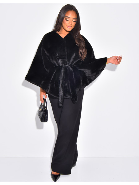 Kurzer Cape aus Kunstfell zum Binden