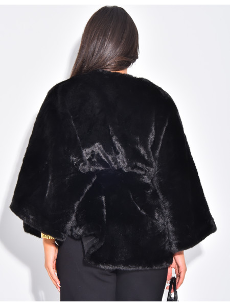 Kurzer Cape aus Kunstfell zum Binden