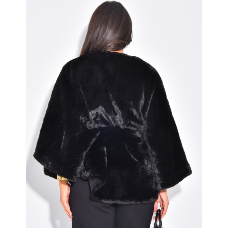 Kurzer Cape aus Kunstfell zum Binden