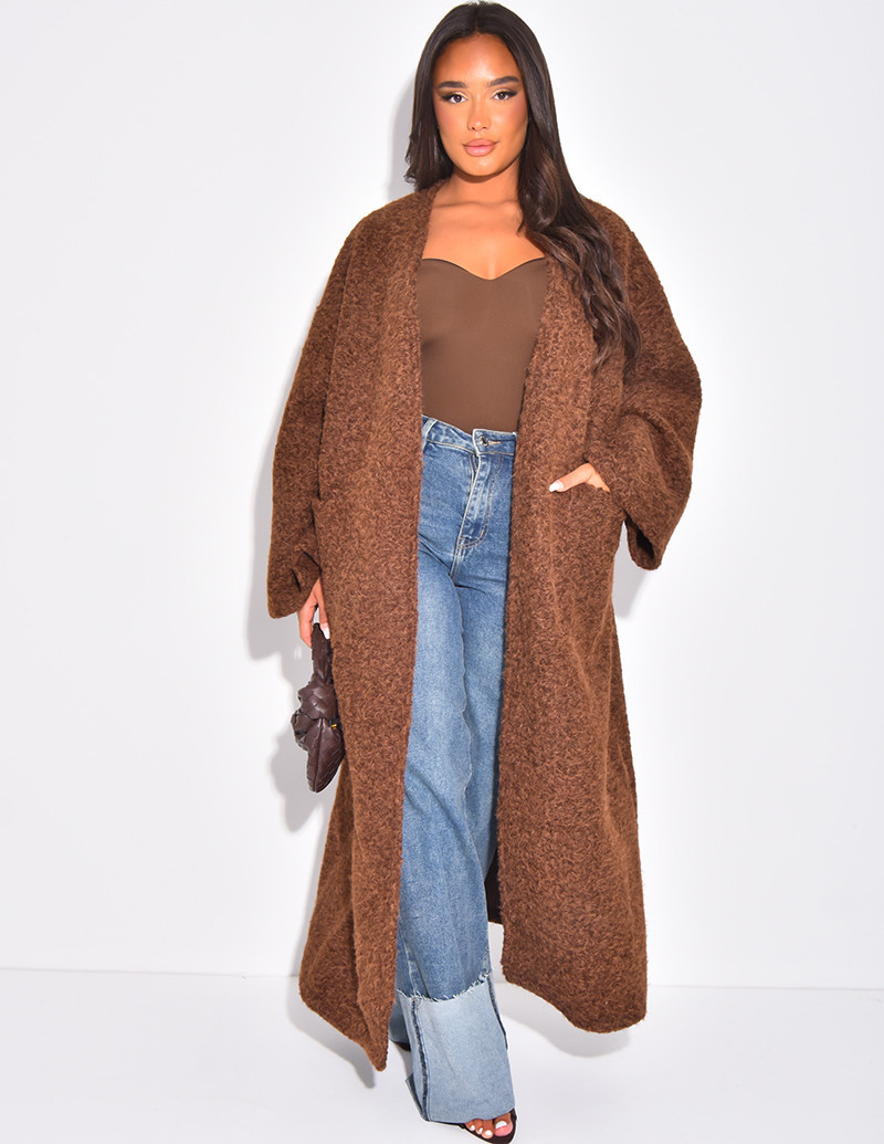 Oversized mottled wool coat