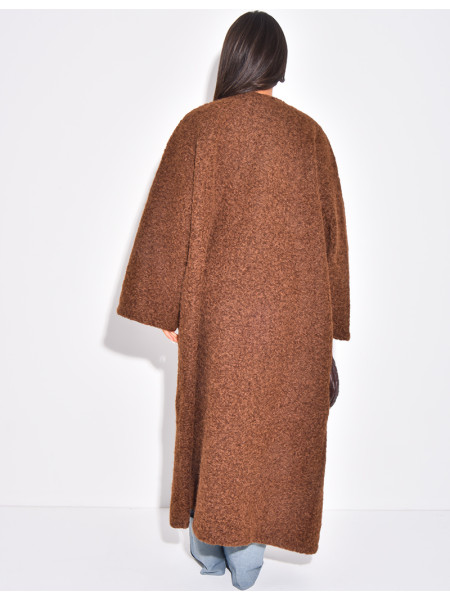 Oversized mottled wool coat