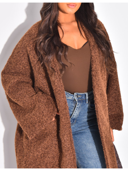 Oversized mottled wool coat