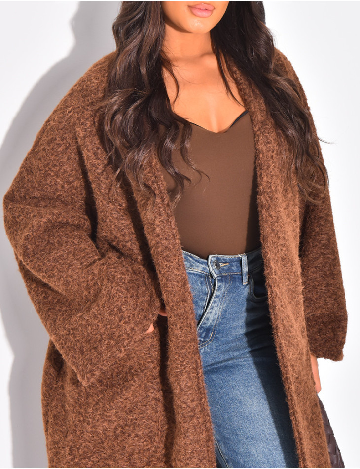 Oversized mottled wool coat