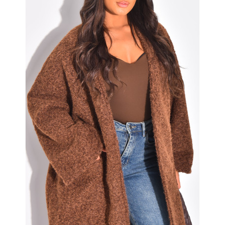 Oversized mottled wool coat