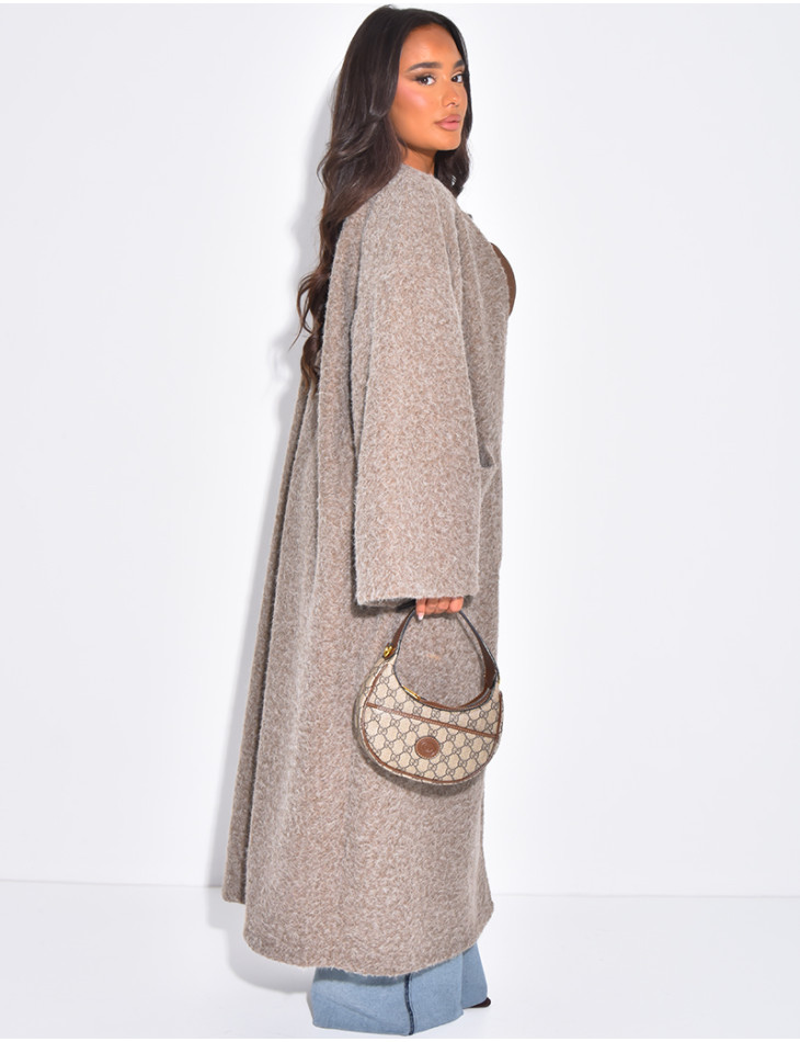 Oversized coat in mottled wool