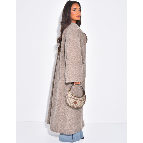 Oversized coat in mottled wool