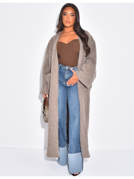 Oversized coat in mottled wool
