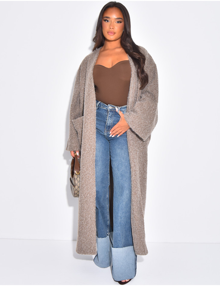 Oversized coat in mottled wool