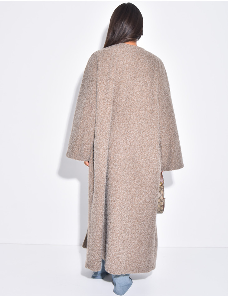 Oversized coat in mottled wool