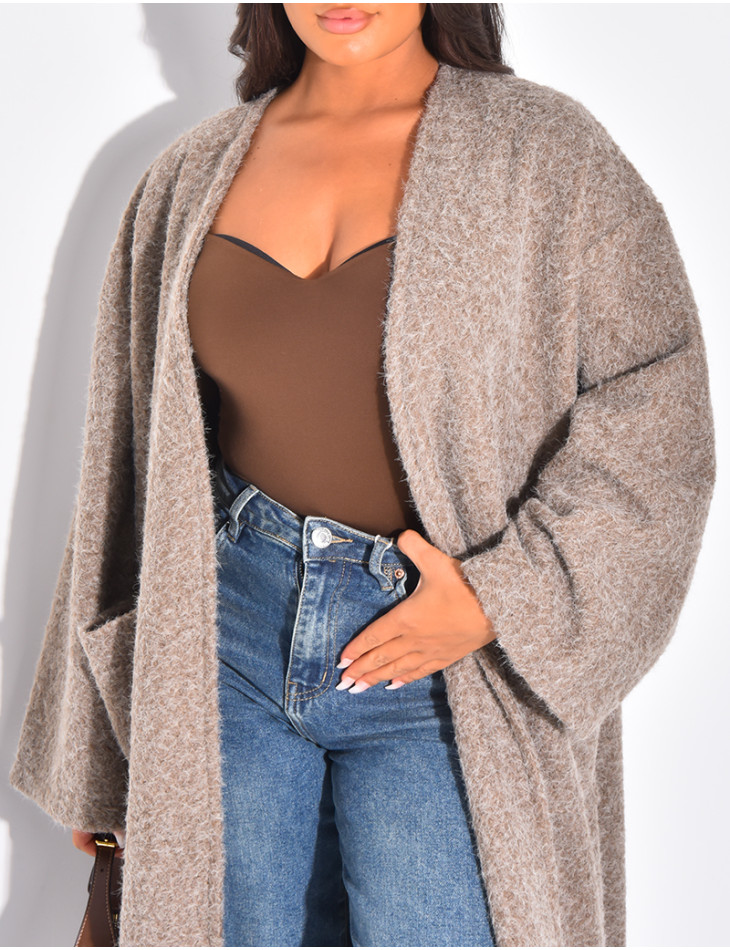 Oversized coat in mottled wool