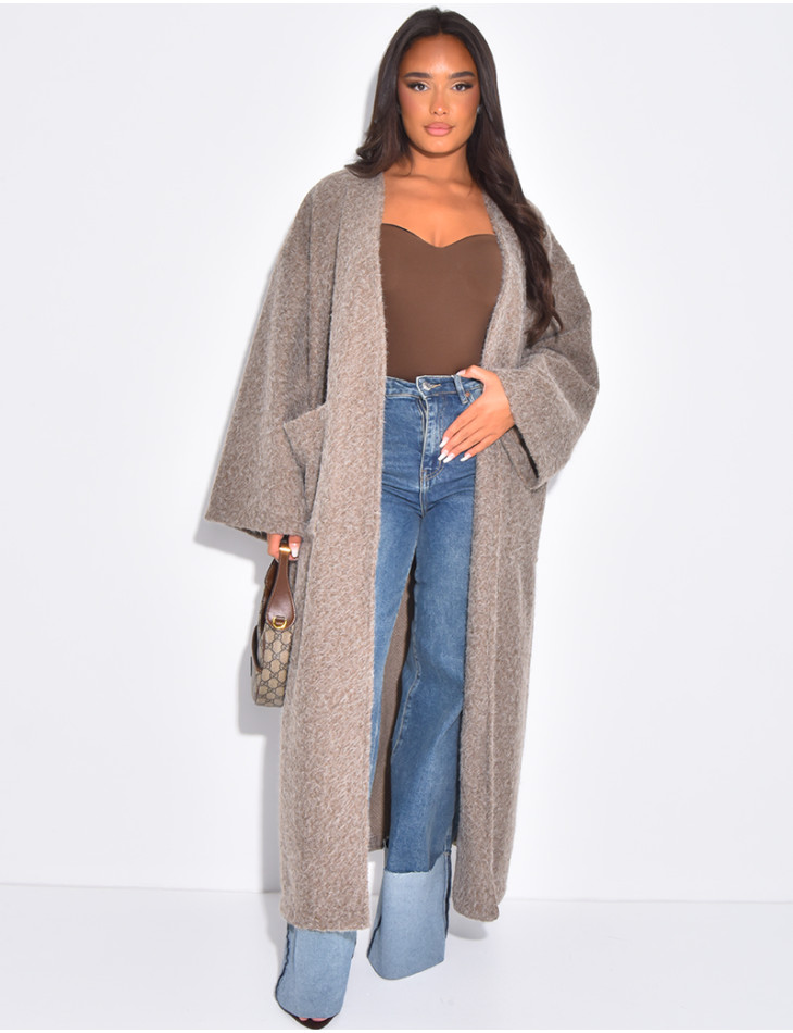 Oversized coat in mottled wool