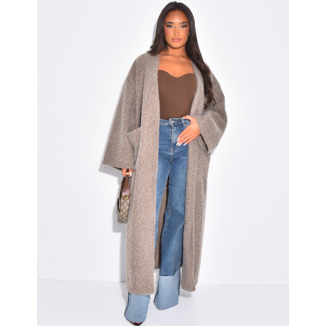 Oversized coat in mottled wool