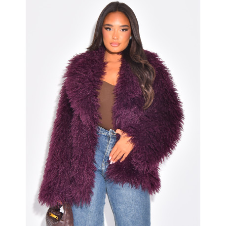 Mid-length coat with fluffy fur