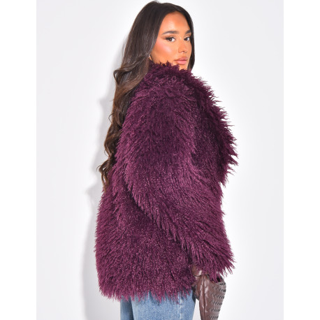 Manteau mi-long à fourrure fluffy