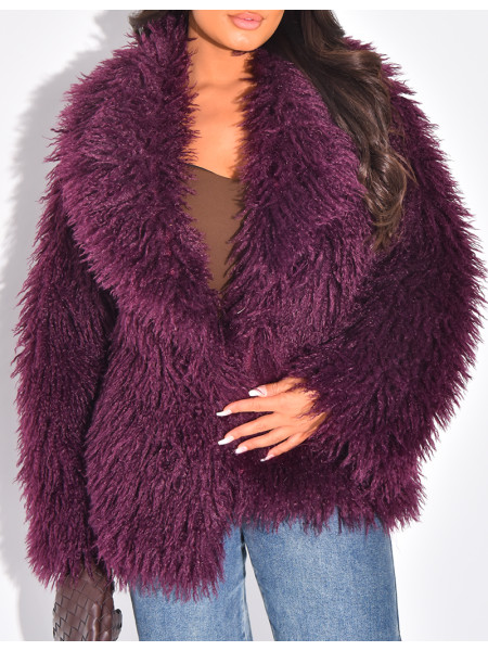 Manteau mi-long à fourrure fluffy