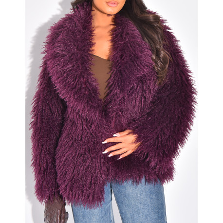 Manteau mi-long à fourrure fluffy