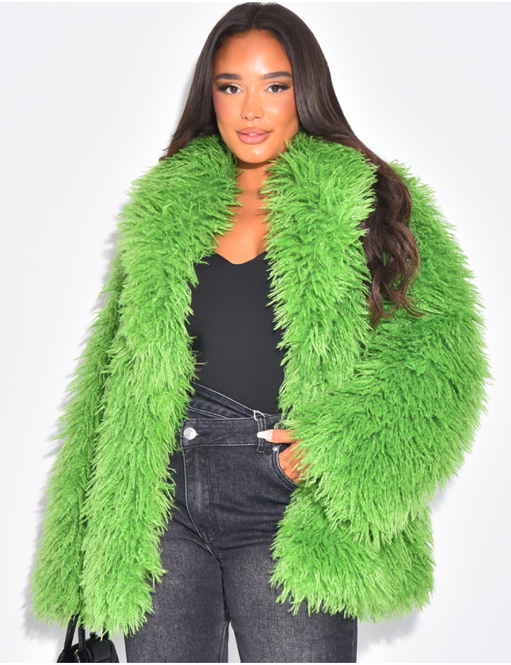 Manteau mi-long à fourrure fluffy