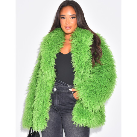 Manteau mi-long à fourrure fluffy