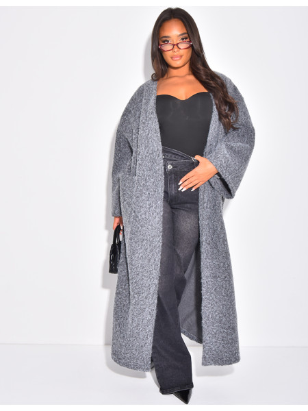 Manteau oversize en laine chiné