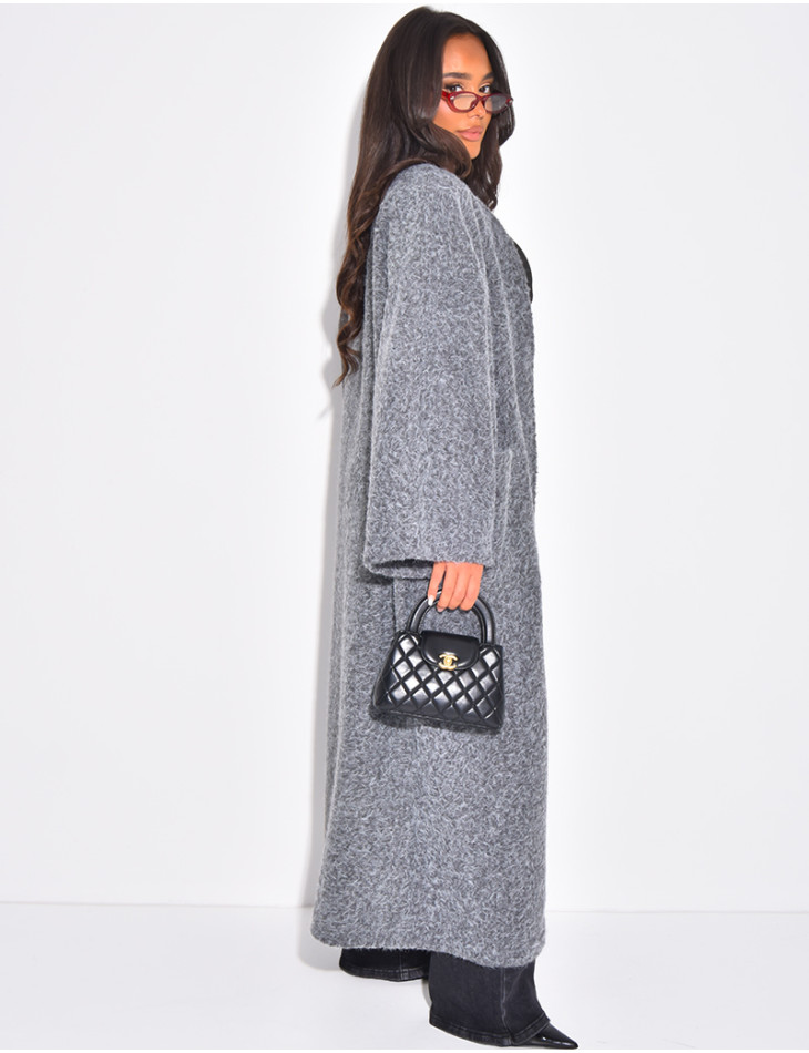 Manteau oversize en laine chiné