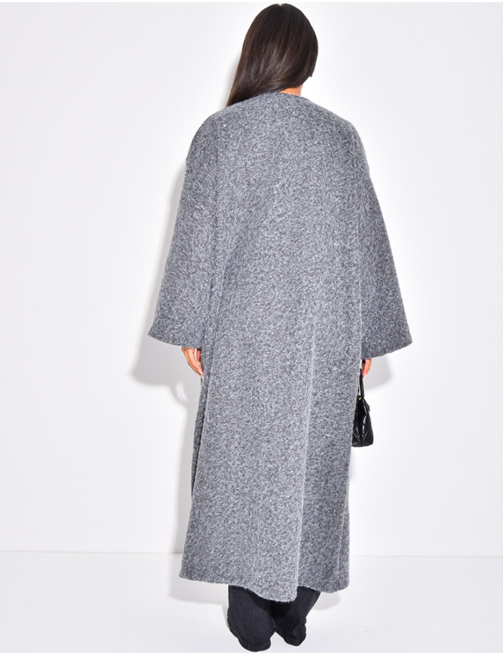 Manteau oversize en laine chiné