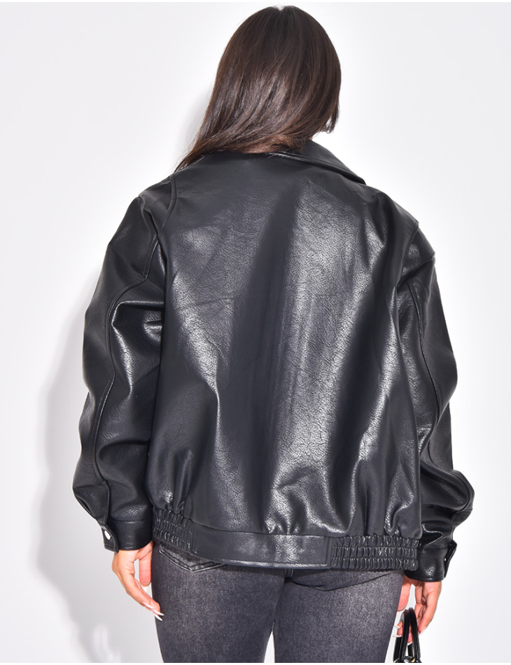 Oversized bomber jackets in thick faux leather