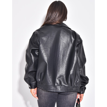 Oversized bomber jackets in thick faux leather