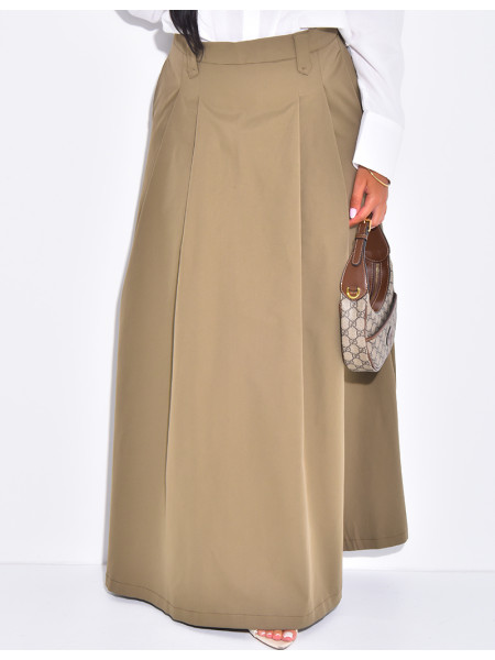 Jupe longue en tissu imperméable évasée