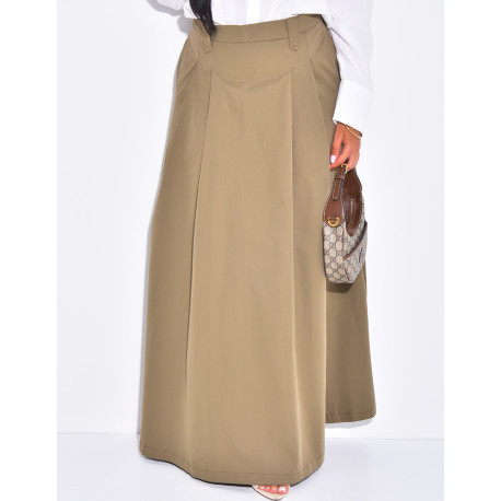 Jupe longue en tissu imperméable évasée