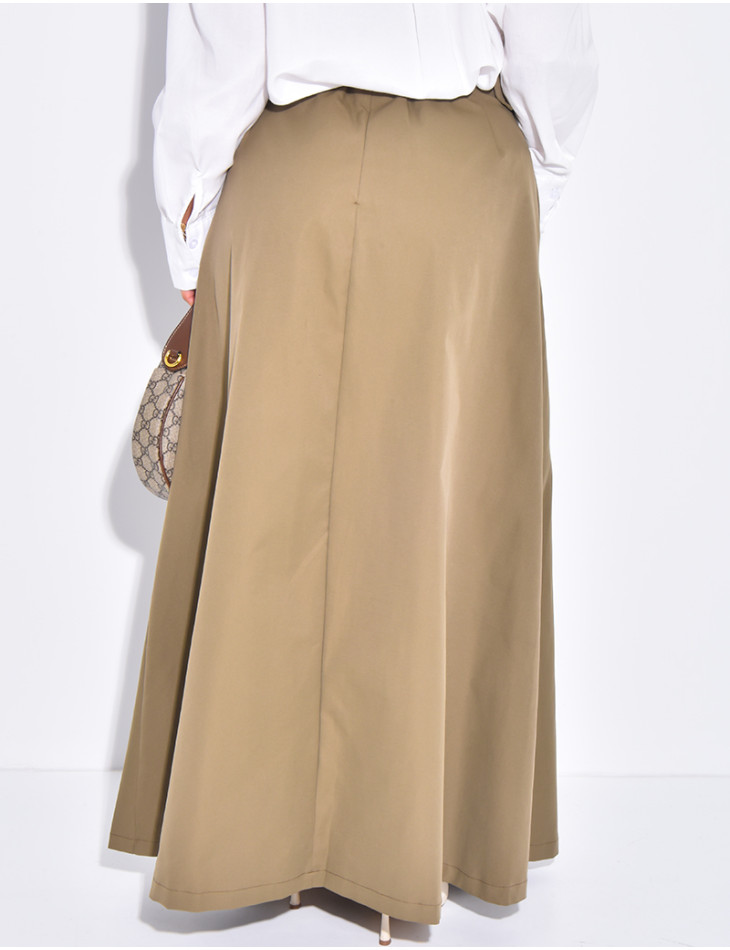 Jupe longue en tissu imperméable évasée