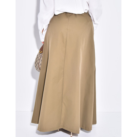 Jupe longue en tissu imperméable évasée