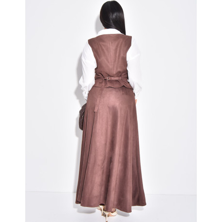 Ensemble gilet et jupe en suédine