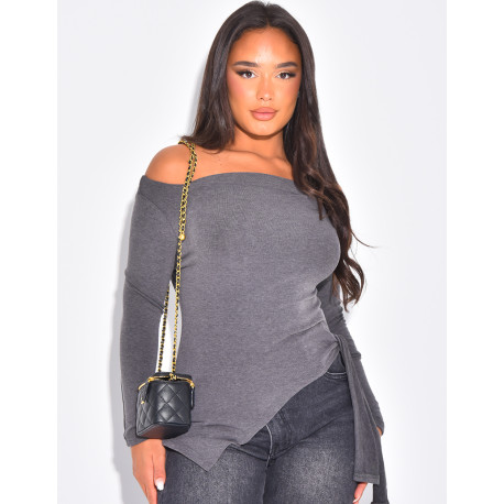 Asymmetrical top with tie waist