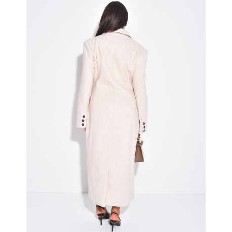 Langer, taillierter Mantel aus Filz mit Knöpfen