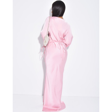 Sehr langes Kleid aus Premium-Satin zum Binden.