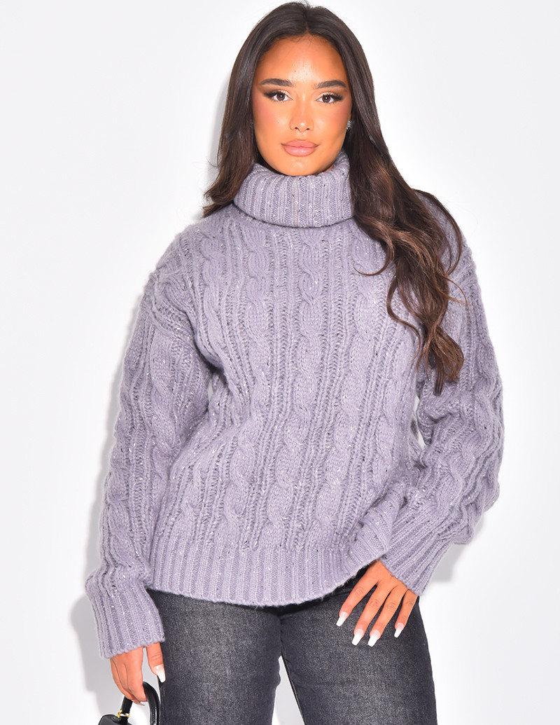 Grobstrick-Rollkragenpullover