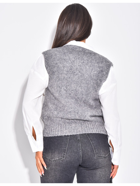 Soft wool sleeveless cardigan